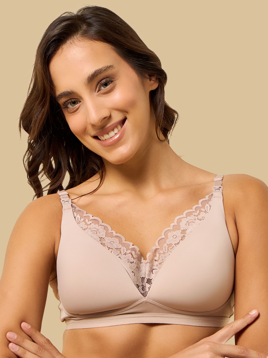 Lace Trim Padded Nursing Bra