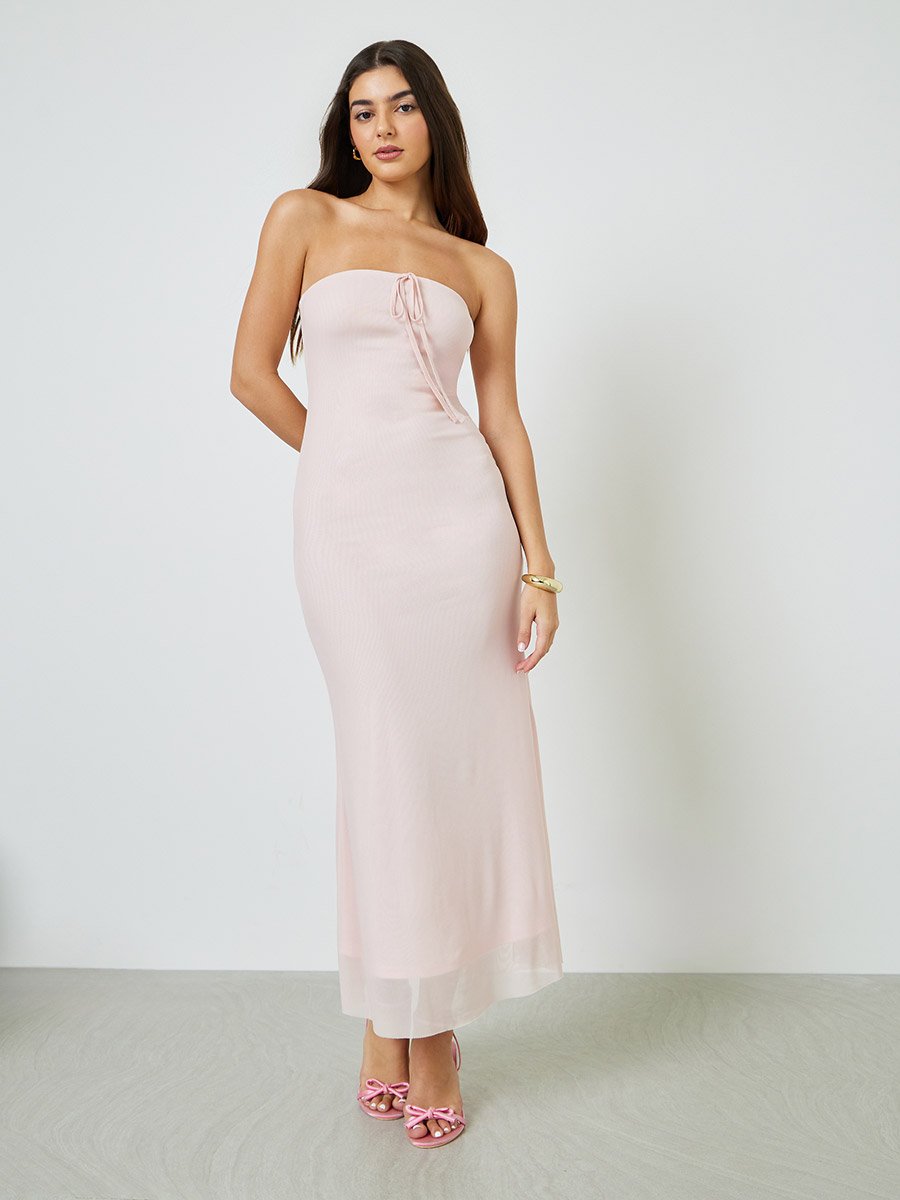 Light Pink Bandeau Maxi Dress