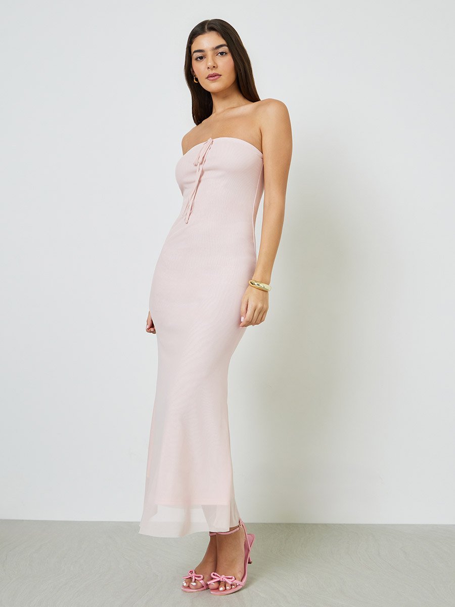 Light Pink Bandeau Maxi Dress