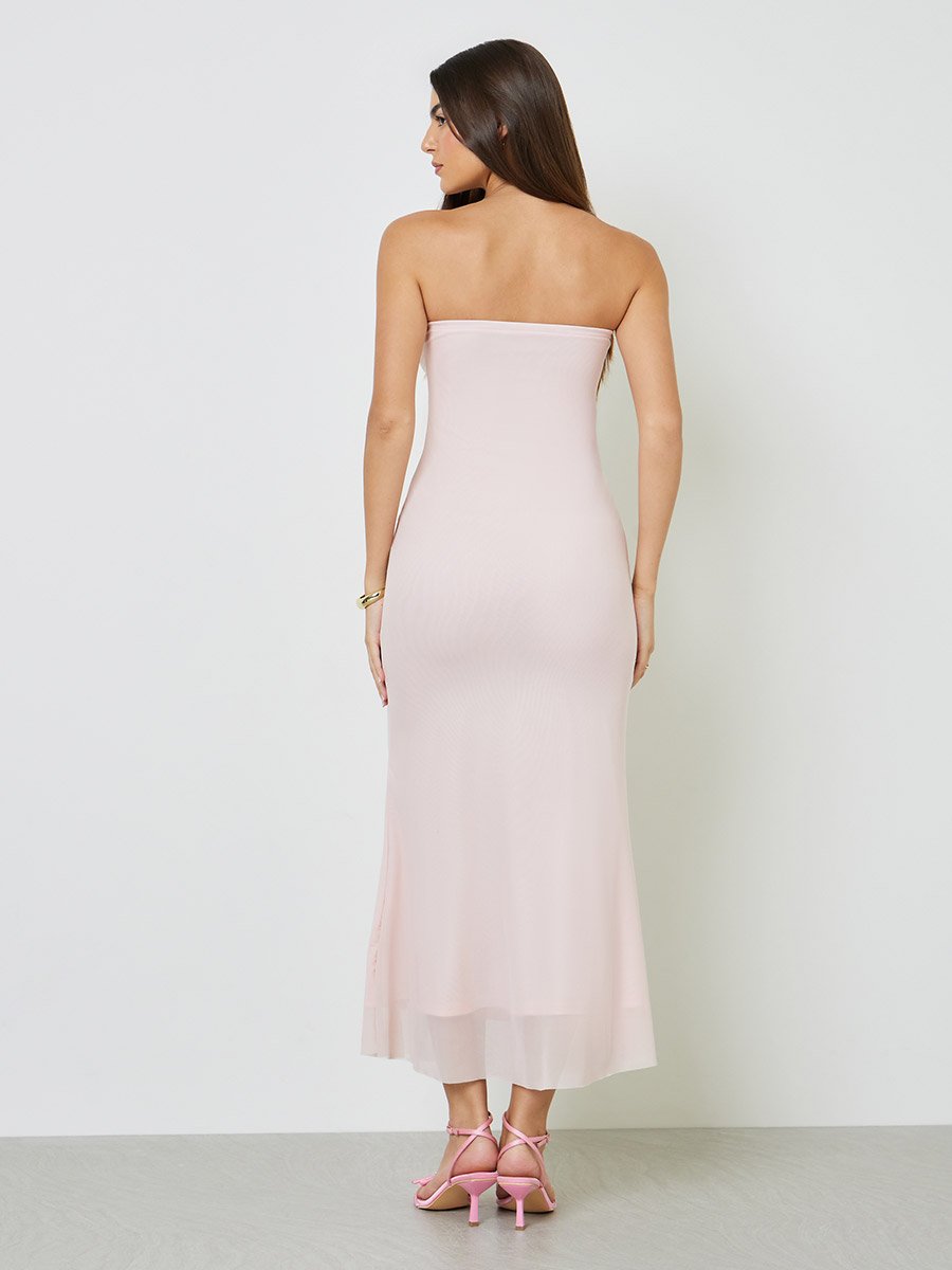 Light Pink Bandeau Maxi Dress