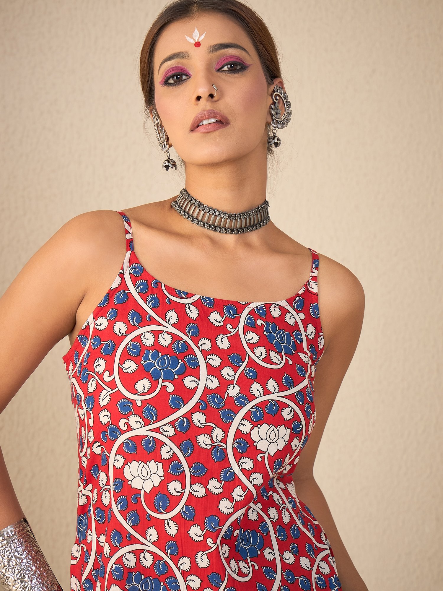 Multi-Print Sleeveless Tunic Top