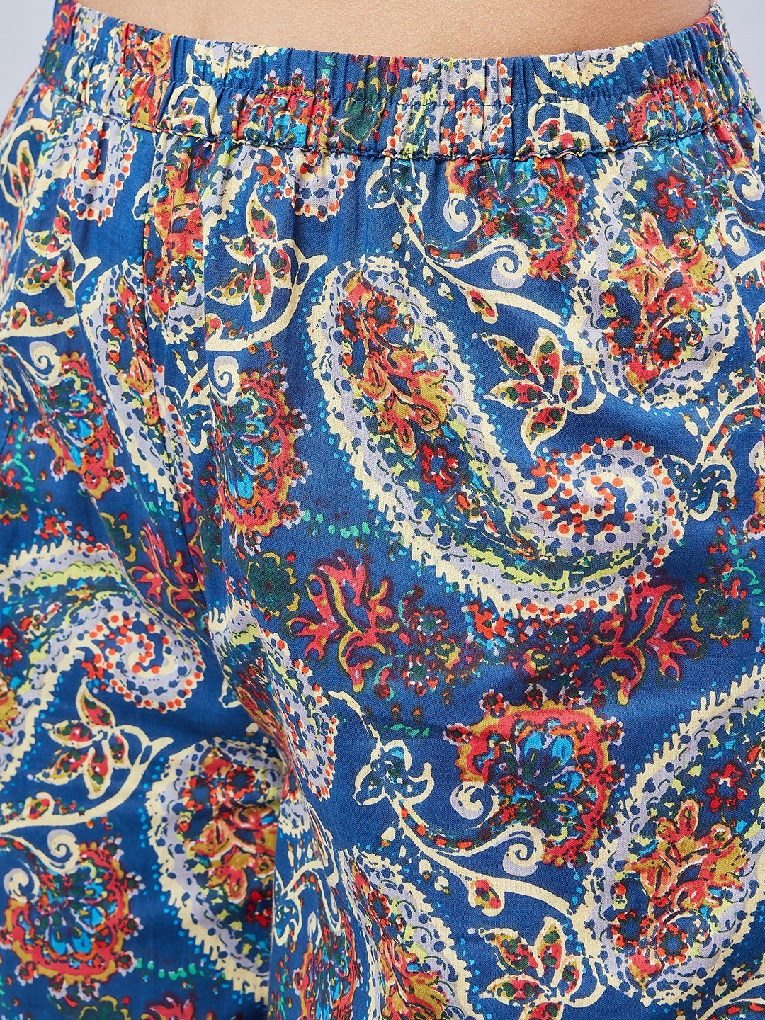 Blue Paisley Print Shirt and Wide Leg Pants Co-ord Set