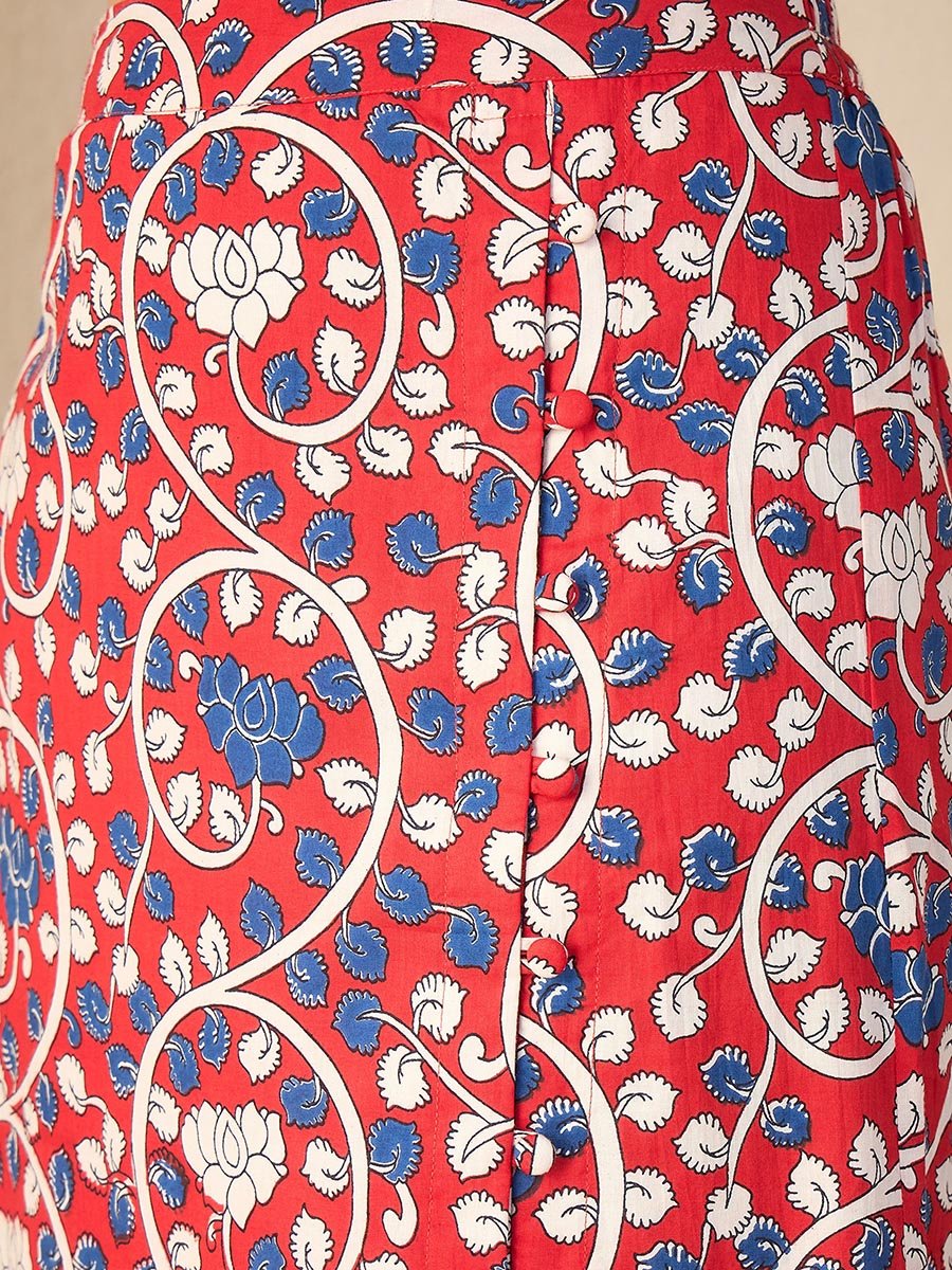 Multi Kalamkari Print Waistcoat and Maxi Skirt Co-ord Set