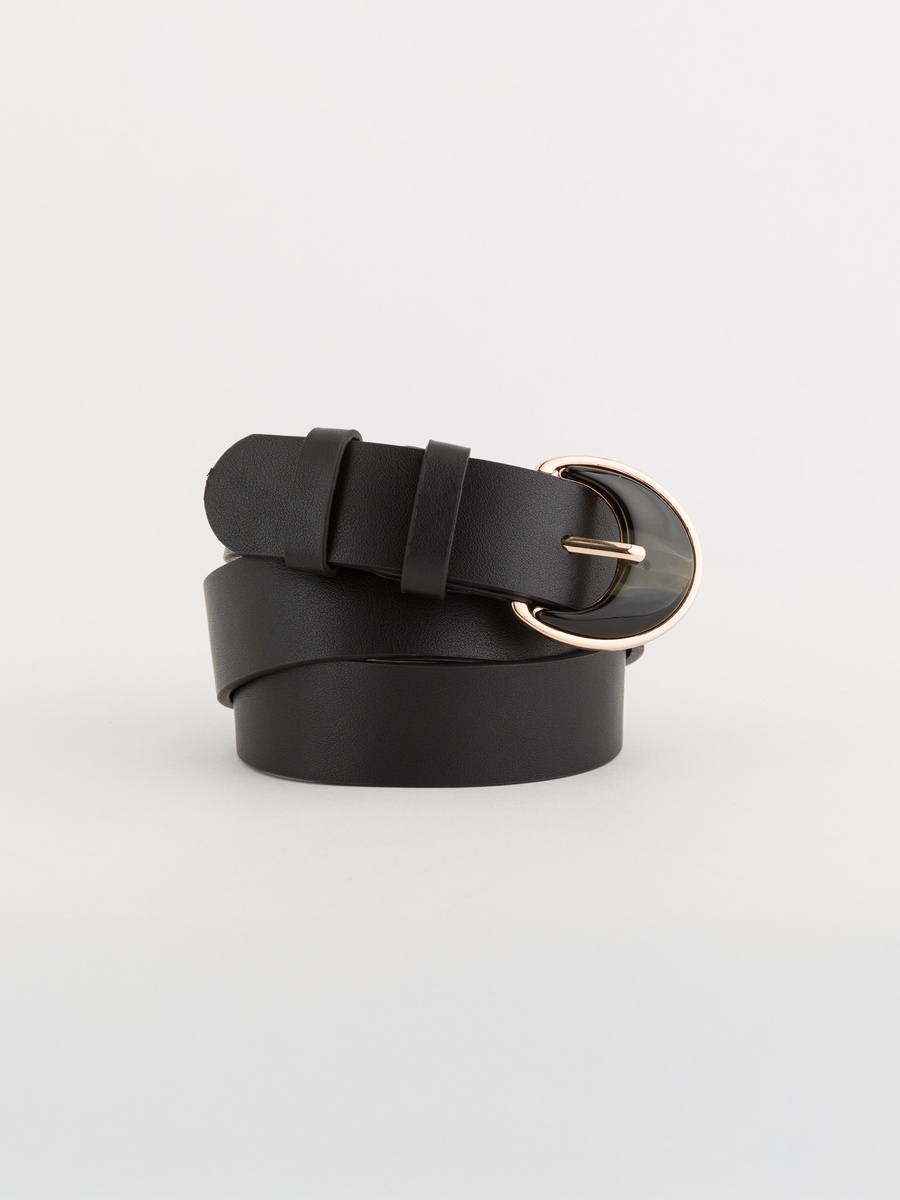 Black Faux Leather Belt