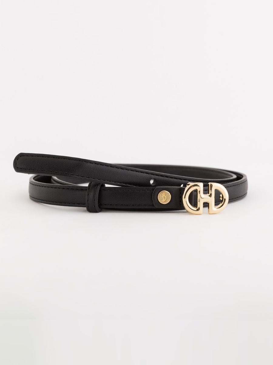 Black Cecilia Belt with Gold Buckle
