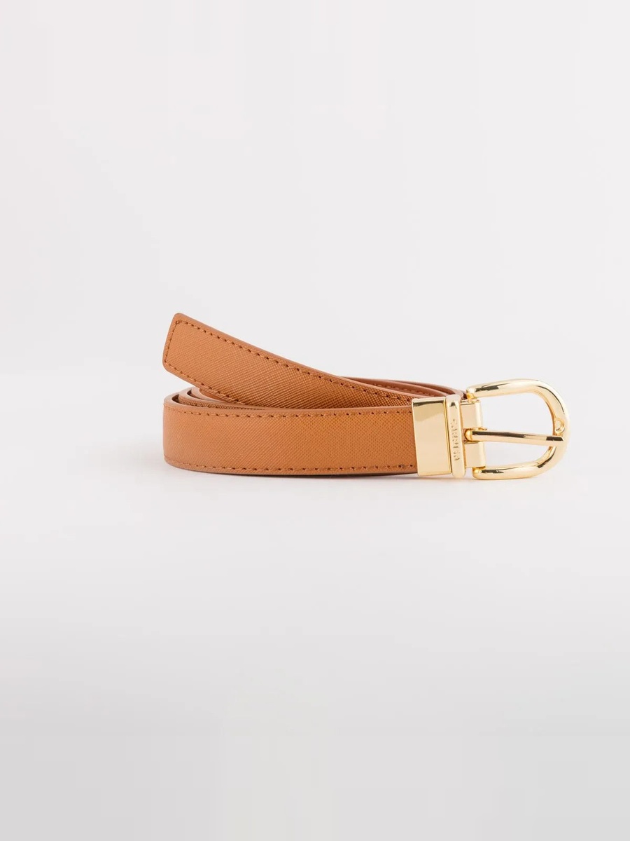 Brown Cinture Continuative Reversible Buckle Belt