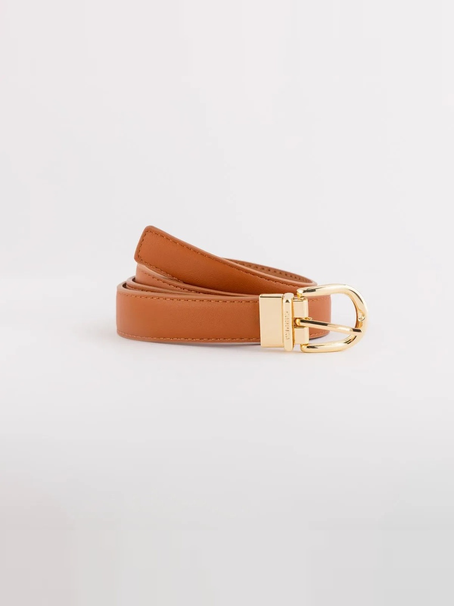 Brown Cinture Continuative Reversible Buckle Belt