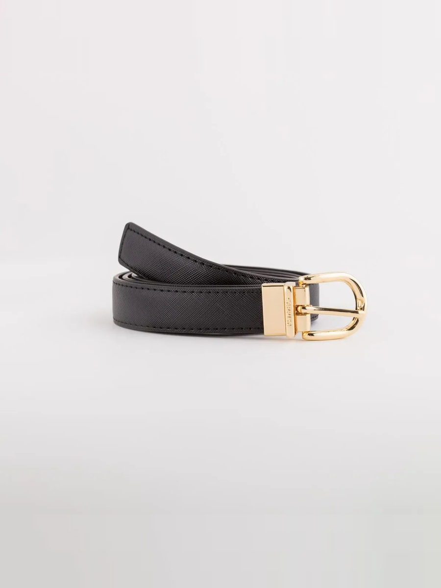 Black Cinture Continuative Reversible Buckle Belt