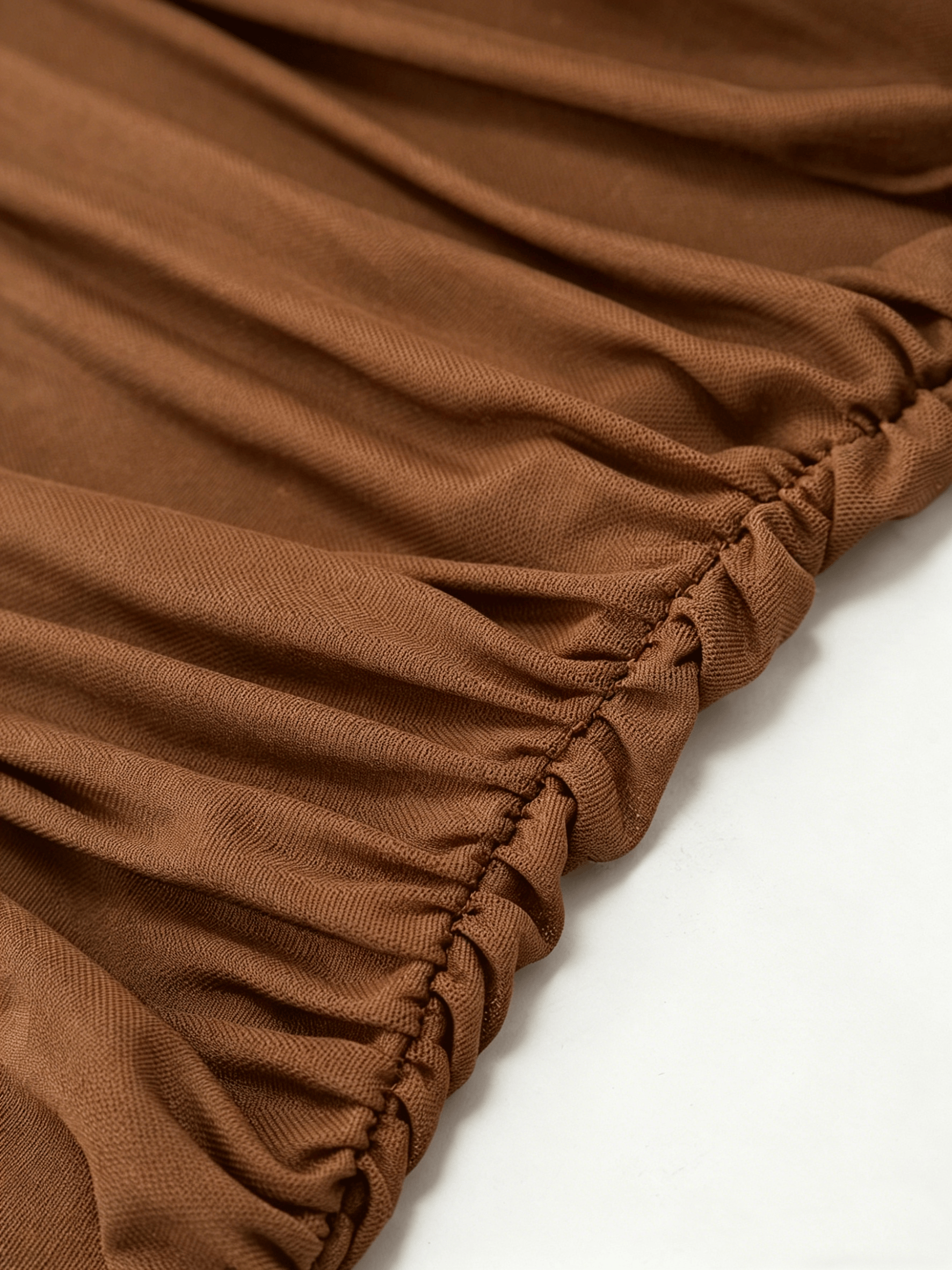 Brown Mesh Ruched Bodycon Maxi Dress