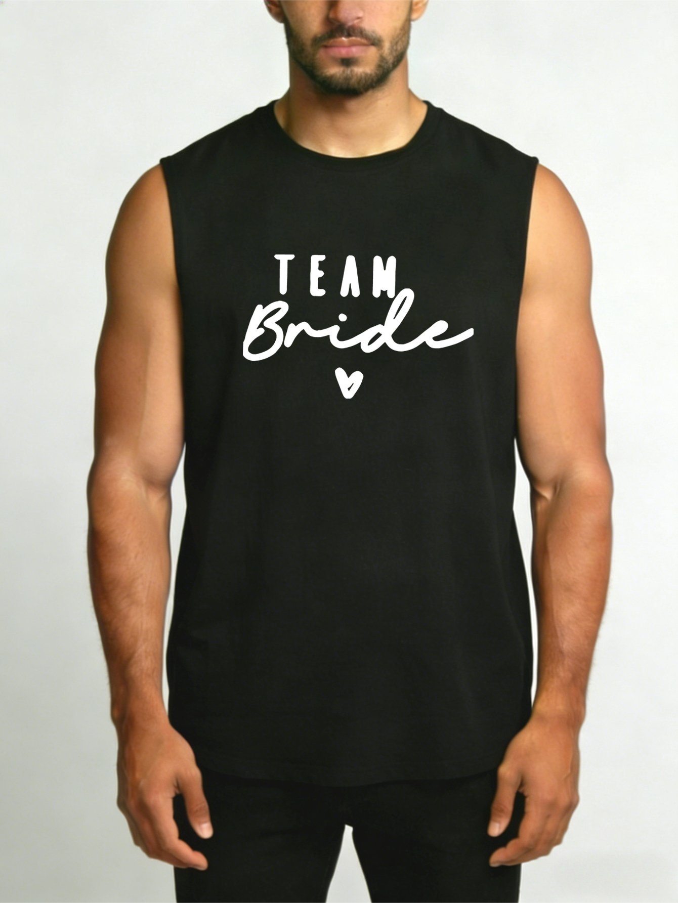 Men Black Team Bride Print Tank Top