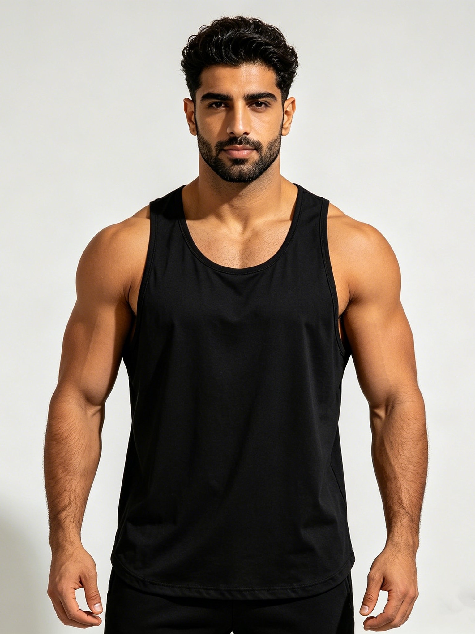 Men Black Solid Tank Top