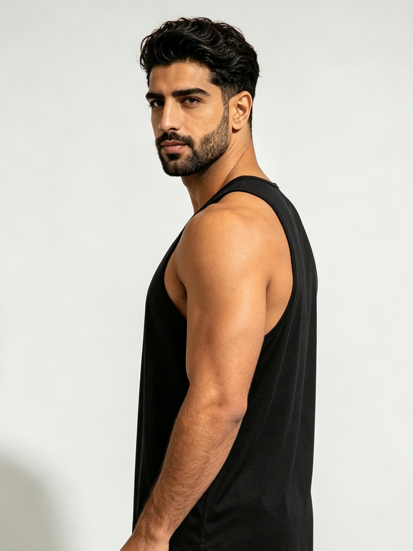 Men Black Slogan Print Tank Top