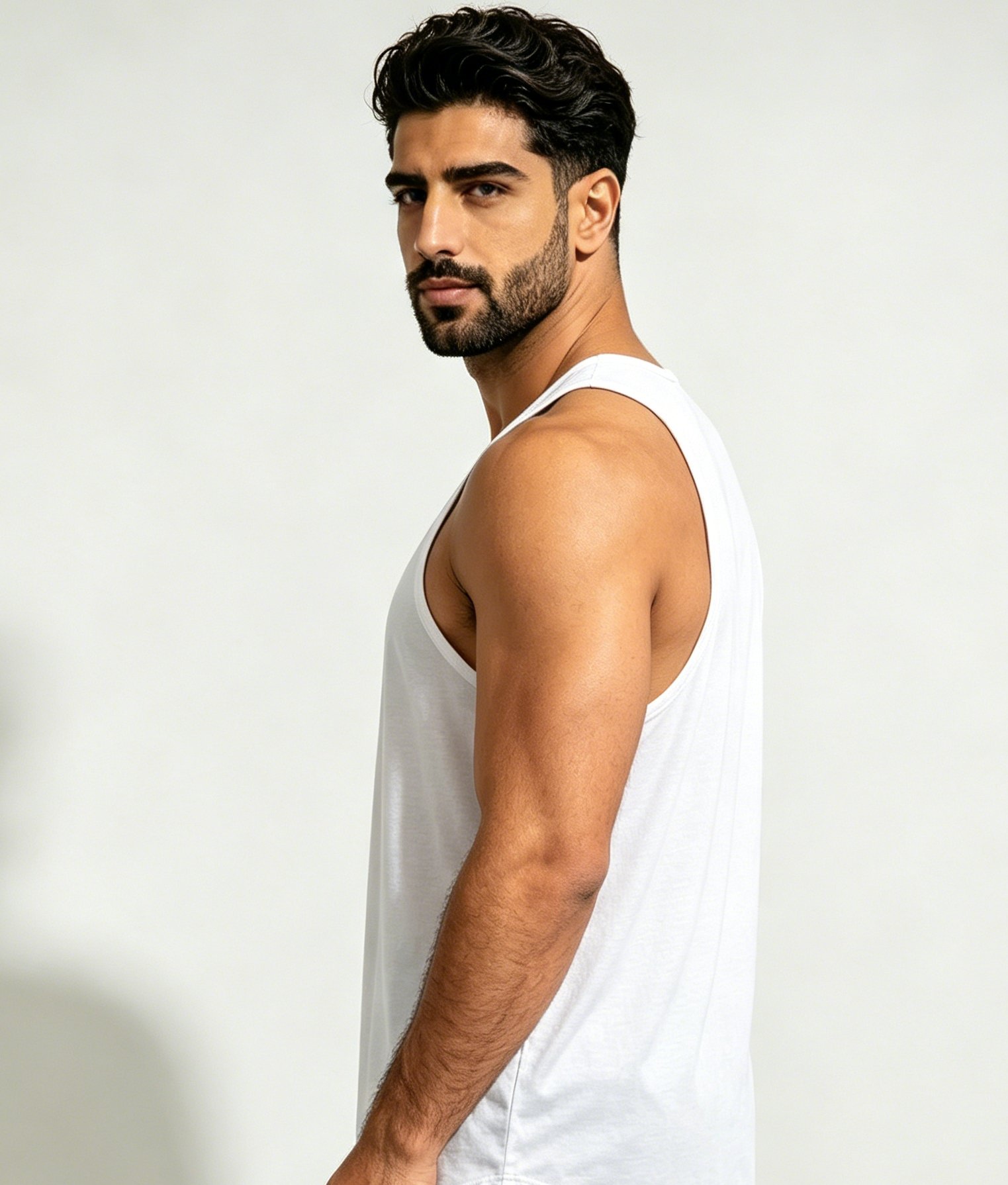Men White Slogan Print Tank Top