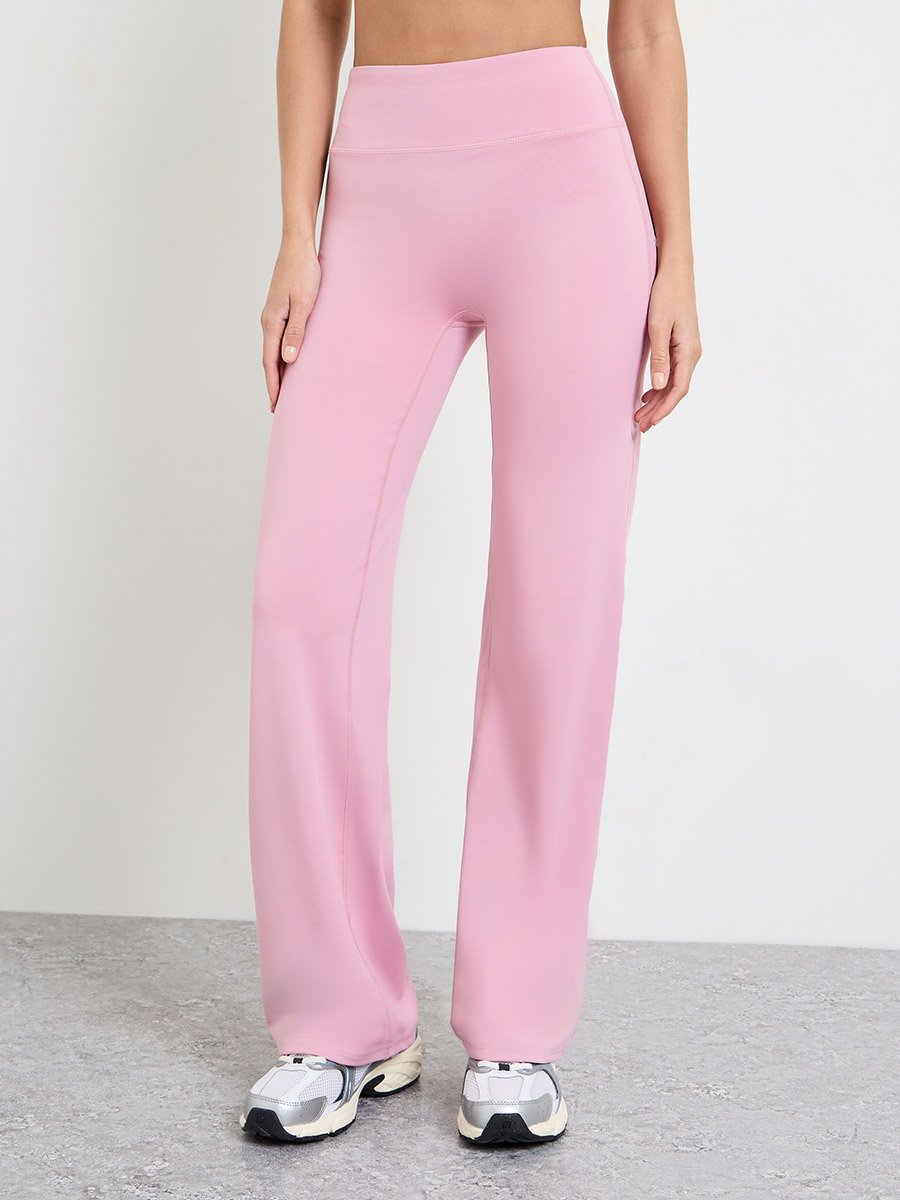 Pink Broad Waist Loose Fit Straight Pants