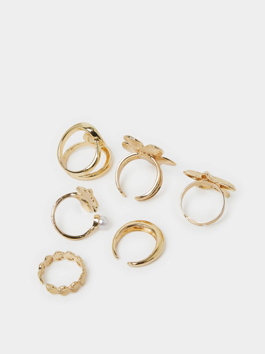 Set of 6 - Textured Cuff Rings