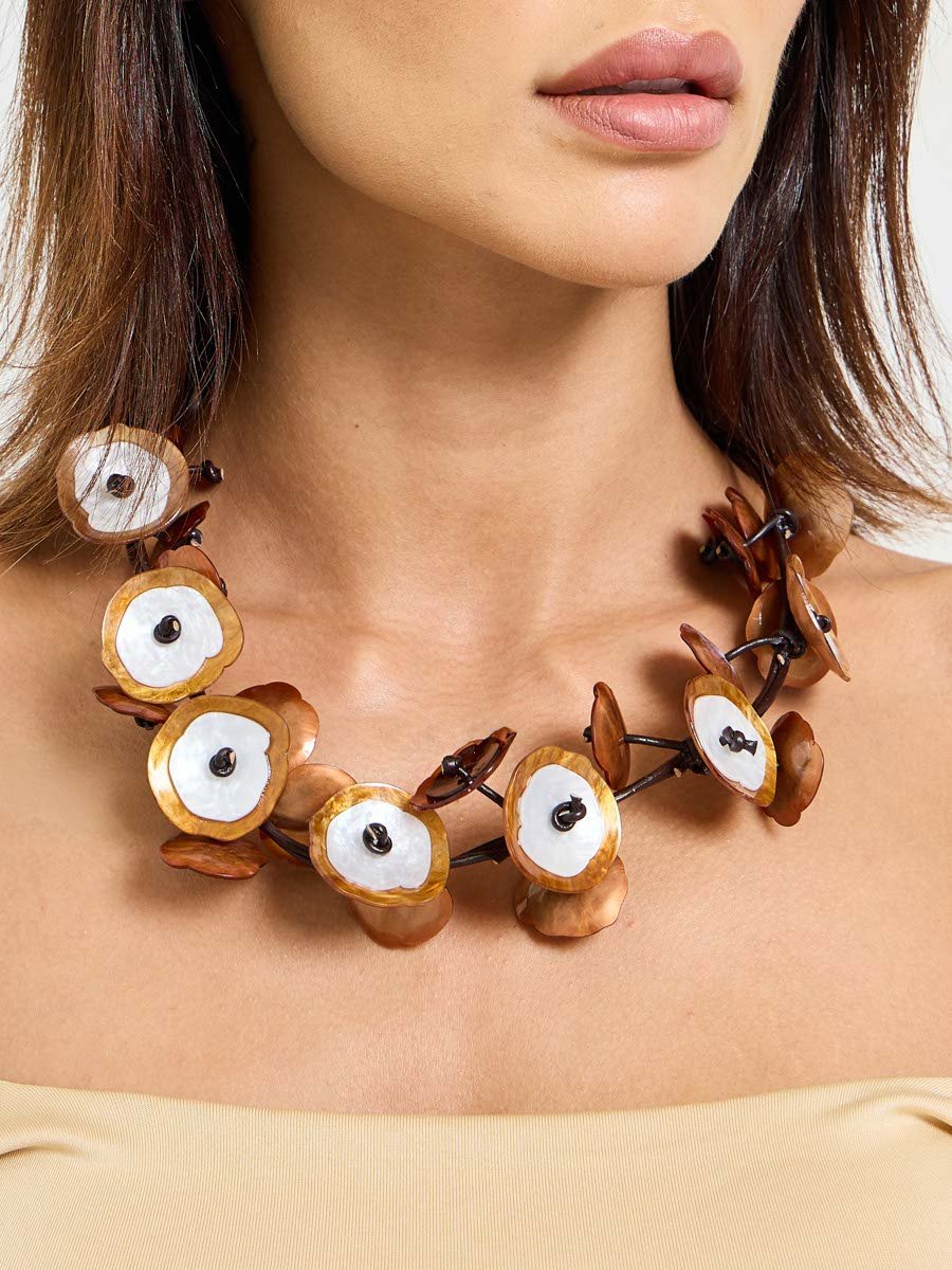 Brown Shell Beaded Necklace