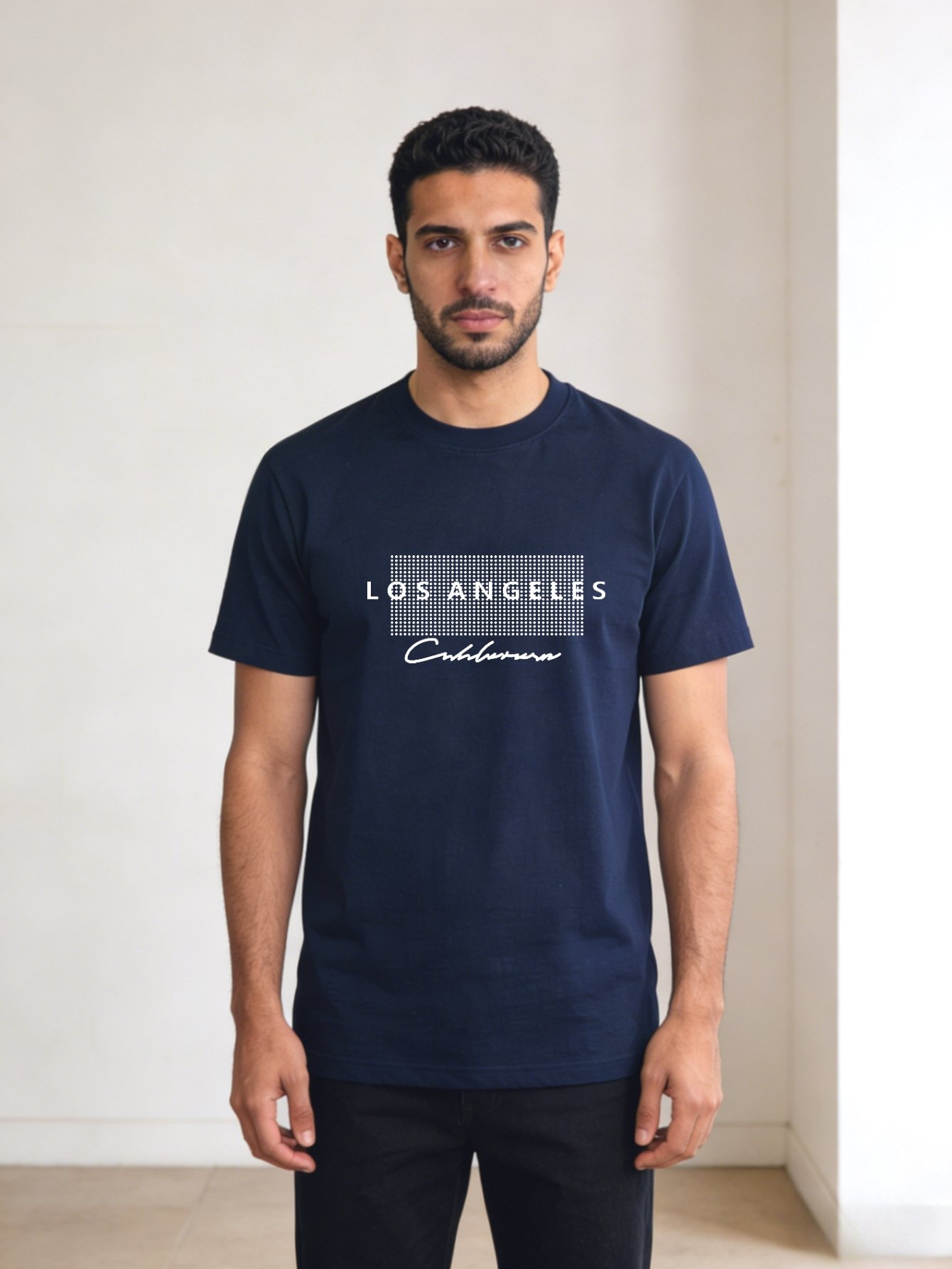 Men Navy Blue Graphic Print Short Sleeve T-Shirt