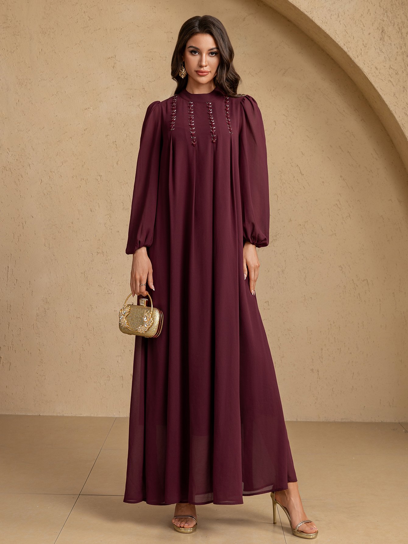 Maxi Dress with High Neck