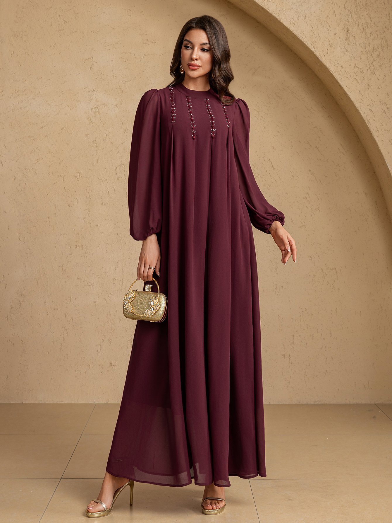 Maxi Dress with High Neck