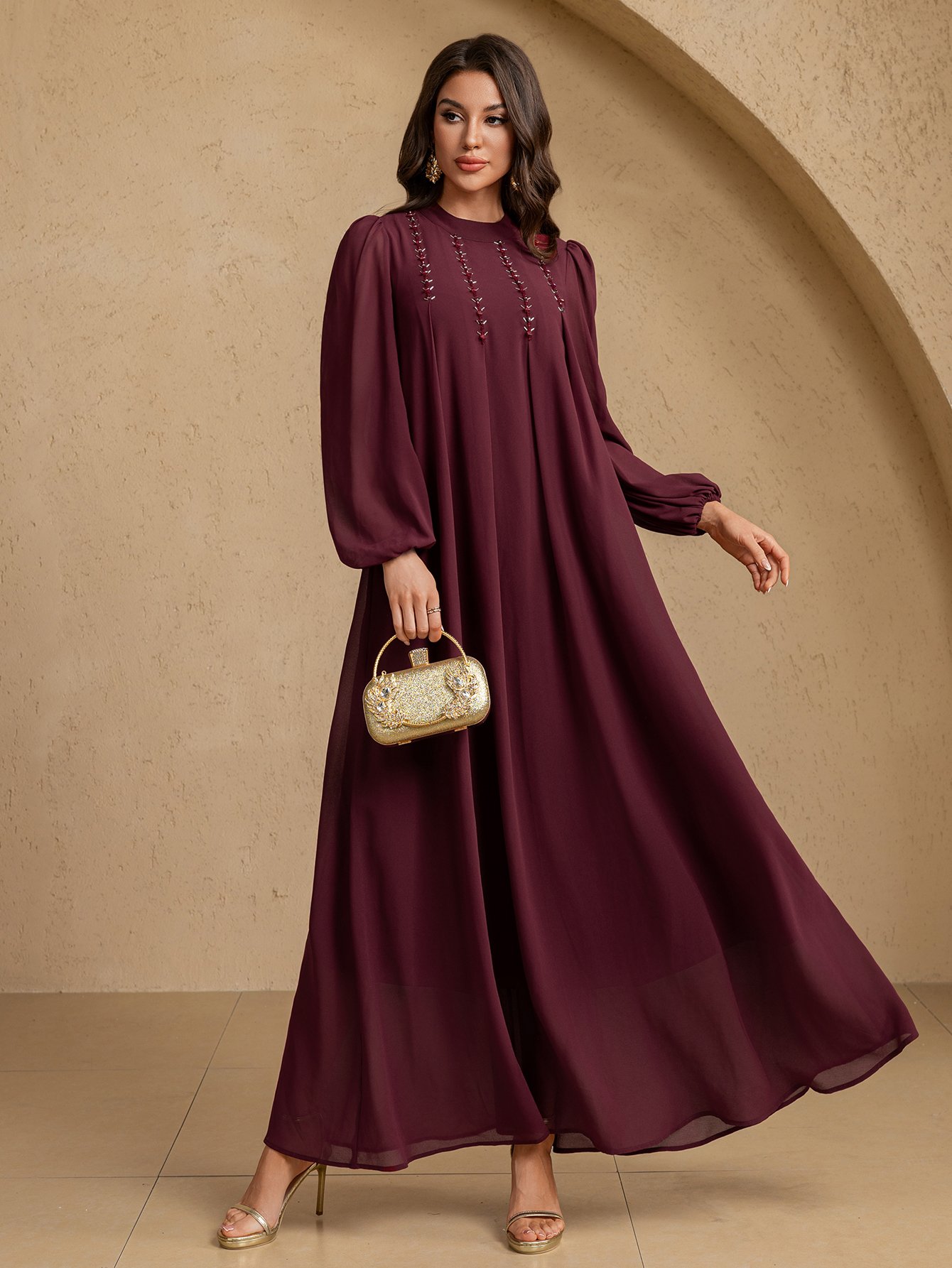Maxi Dress with High Neck