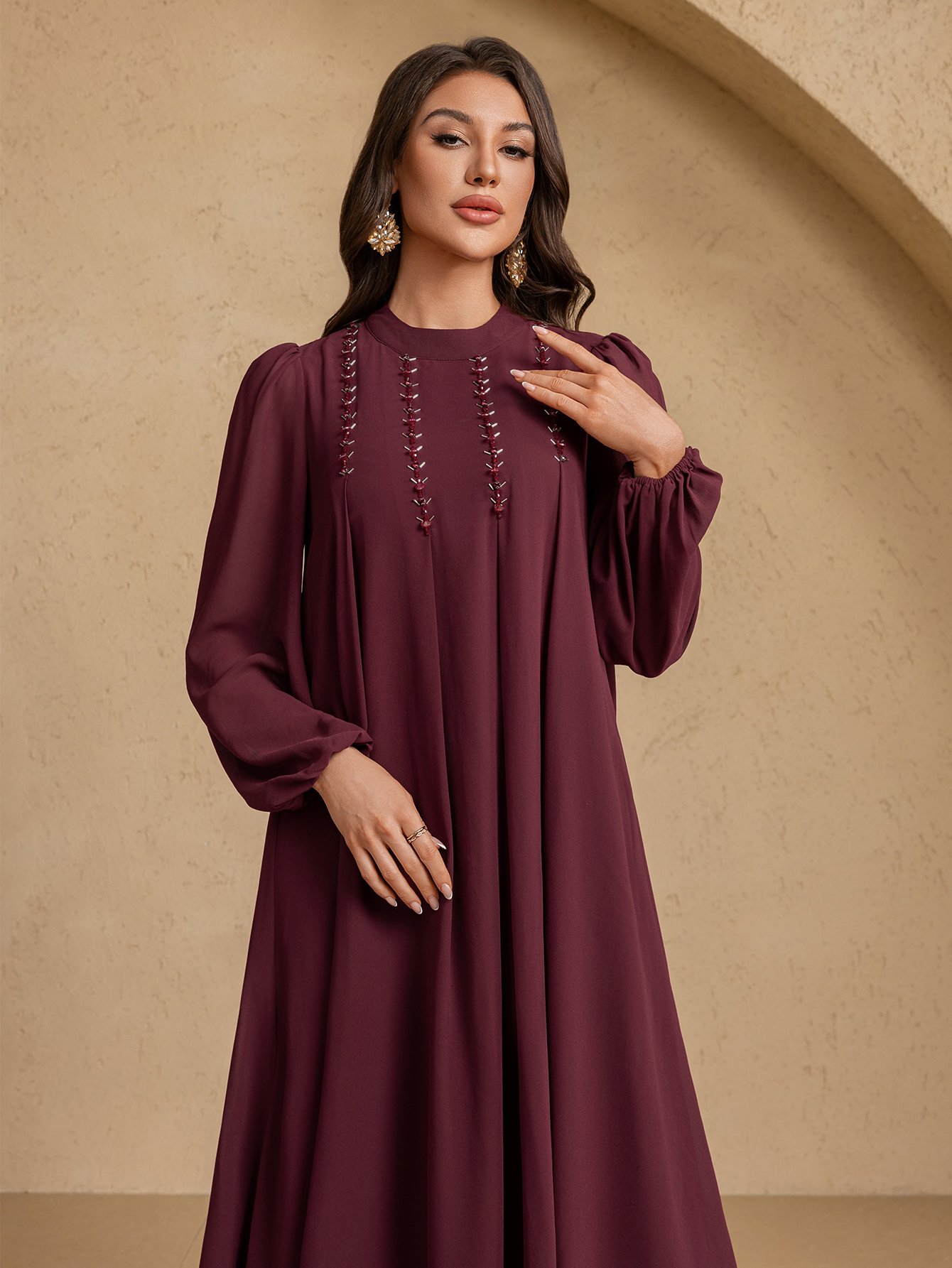 Maxi Dress with High Neck