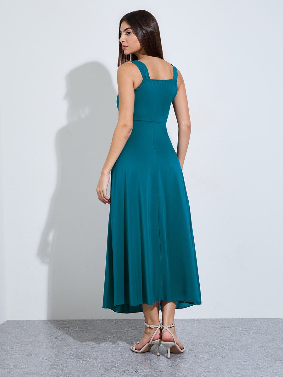 Teal Sleeveless A-Line Maxi Dress