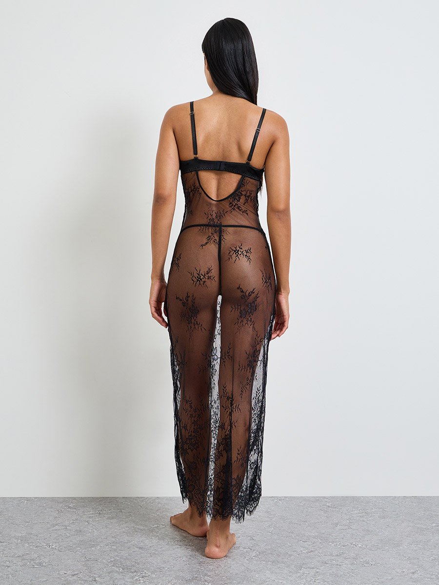 Lace Strappy Maxi Slip Dress