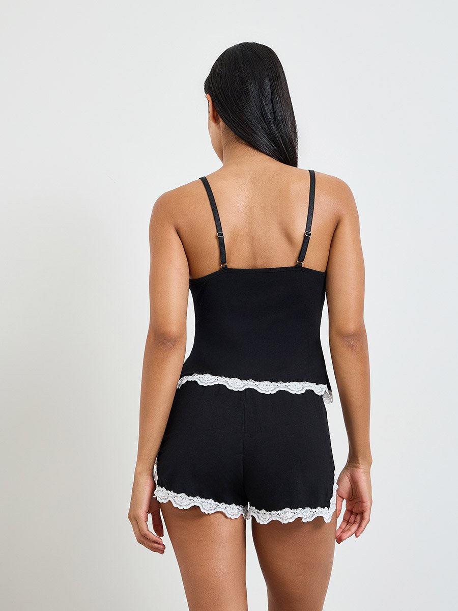 Lace Trim Crop Top and Skirt Lingerie Set