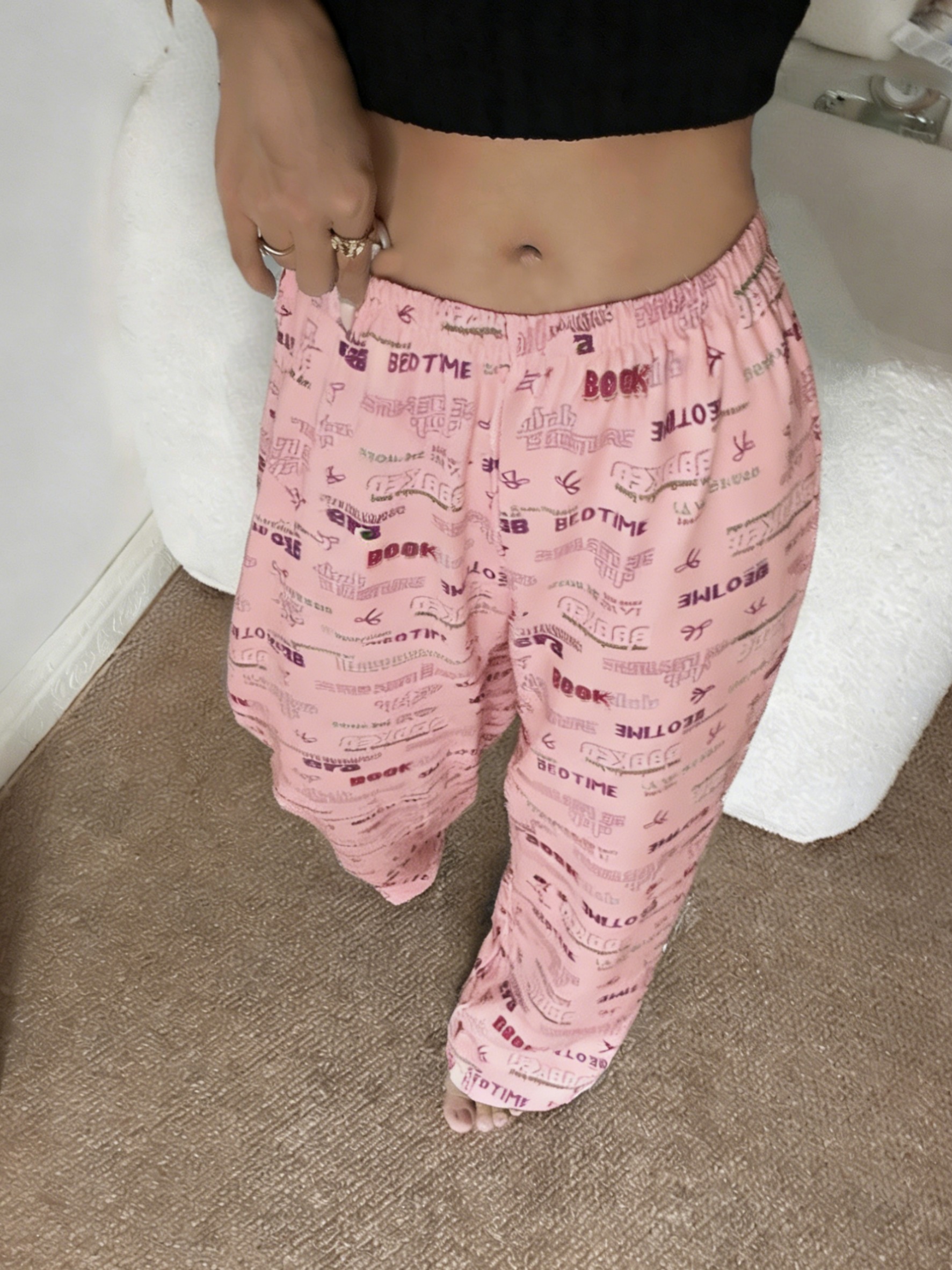 Pink Printed Pajama Pants