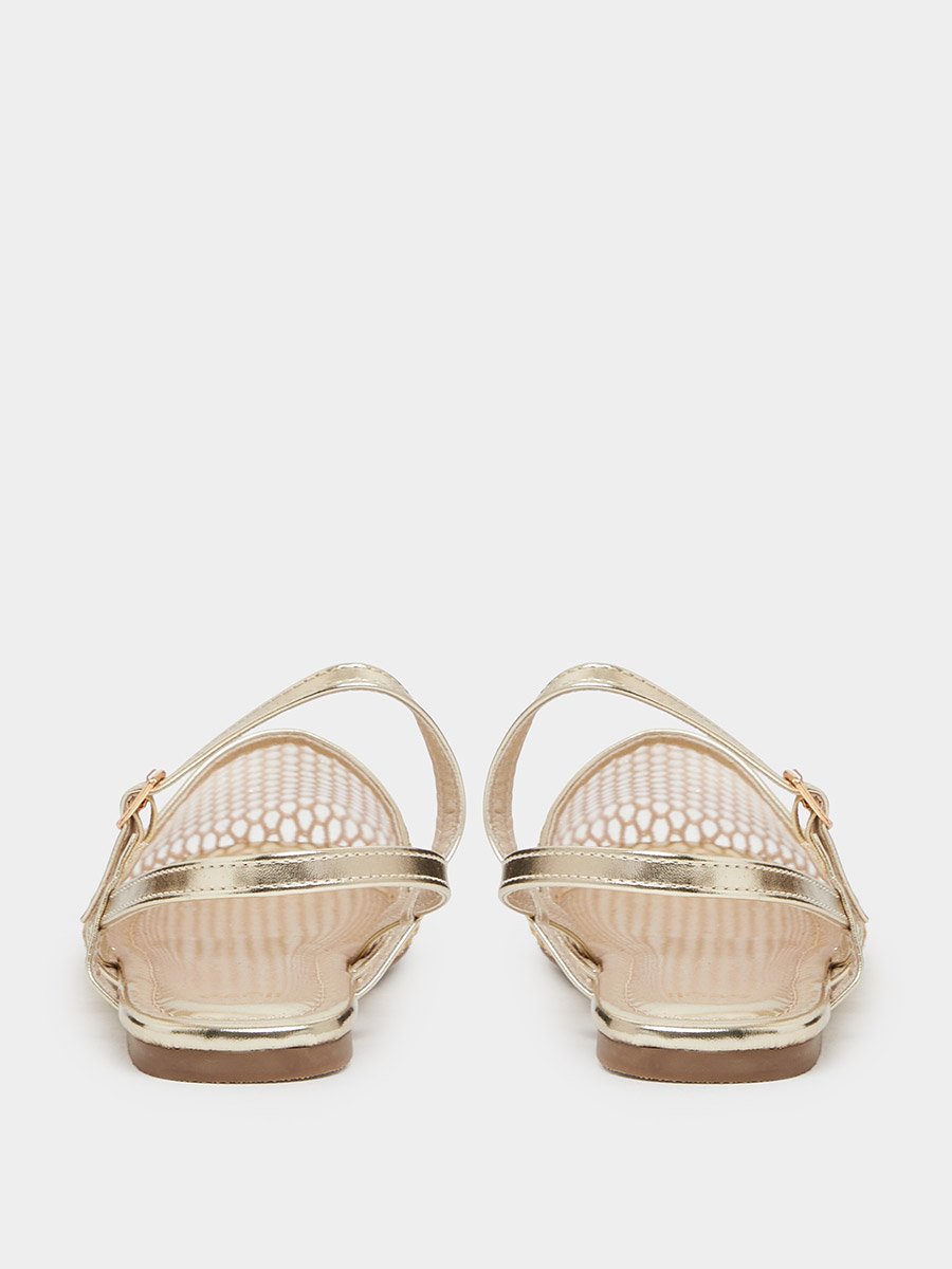 Gold Mesh Slingback Casual Shoes