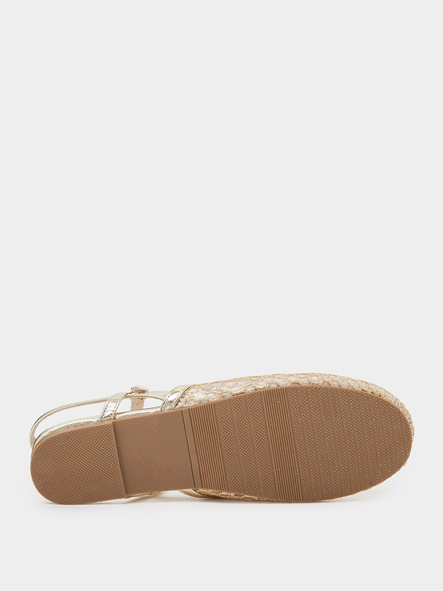 Gold Mesh Slingback Casual Shoes