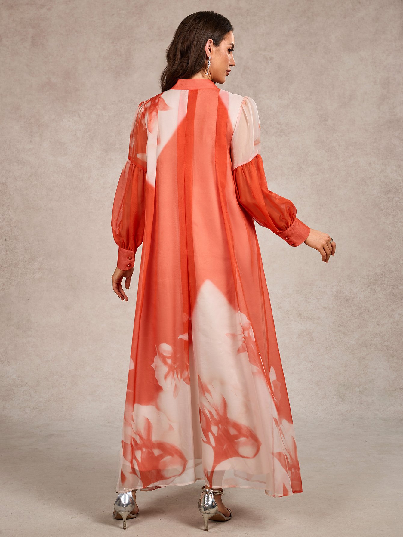 Tie Neck Printed Maxi Dress