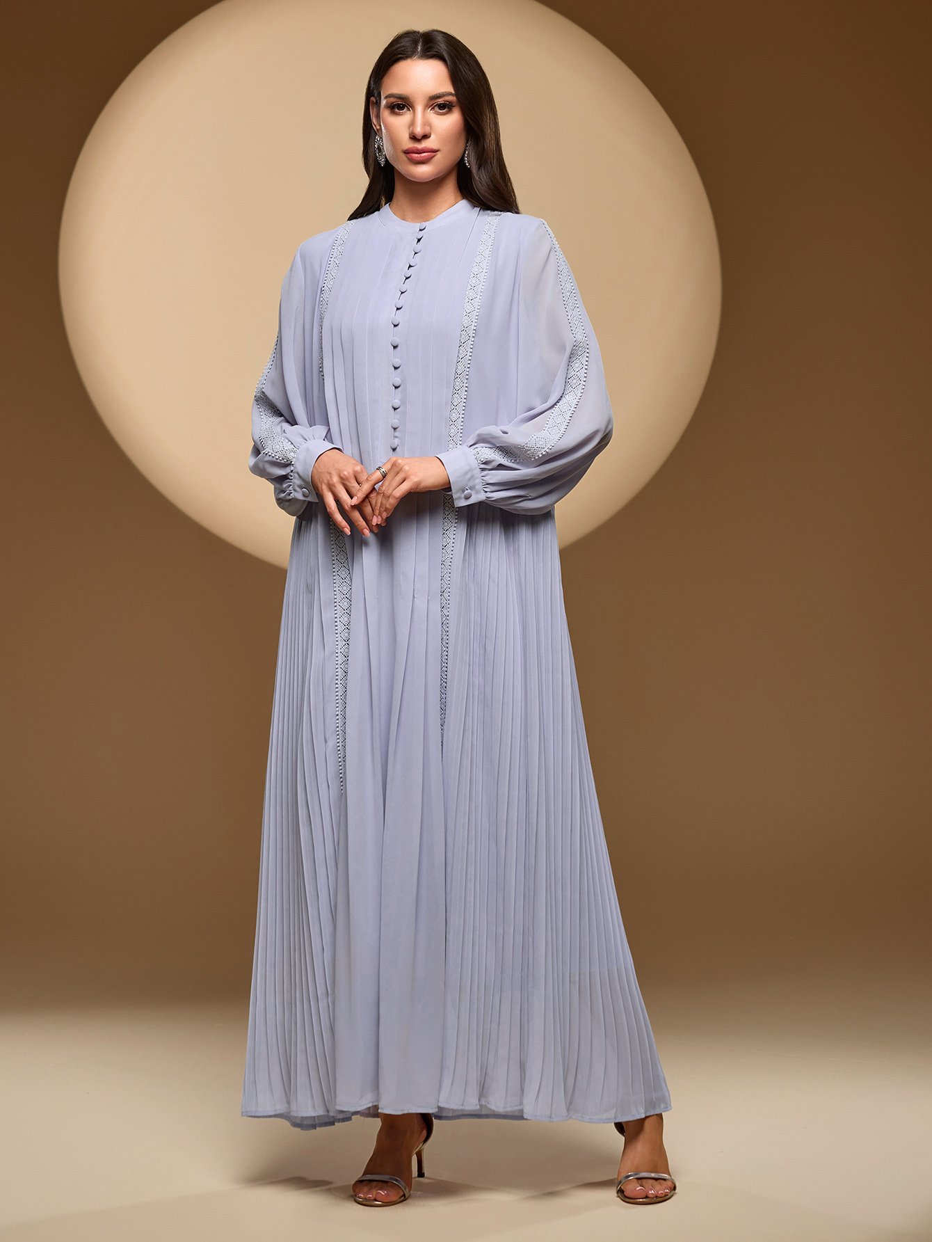 Plain Lace Detail Maxi Dress
