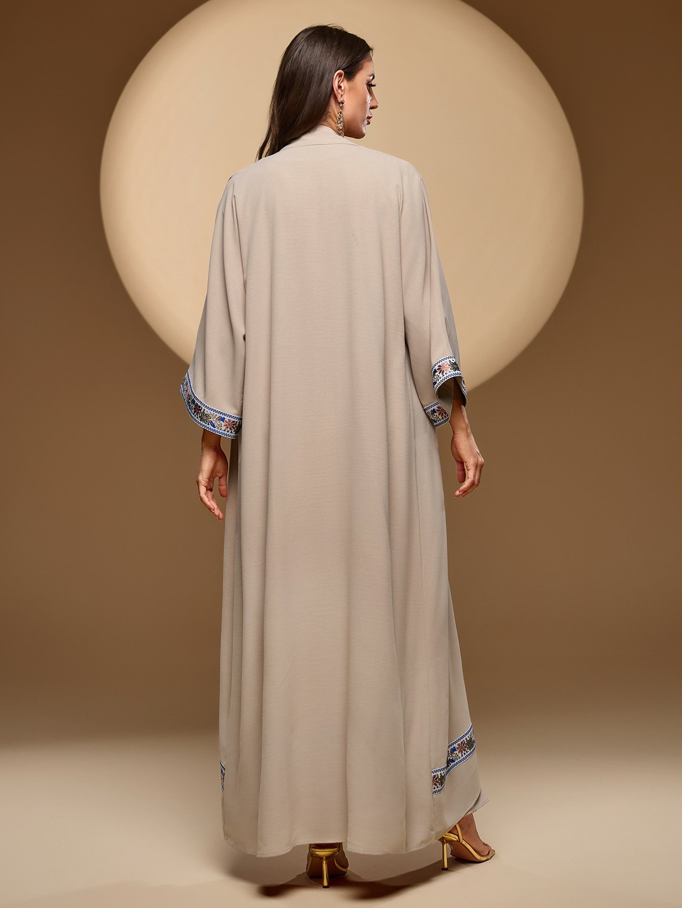 Tie Front Printed Detail Maxi Dress