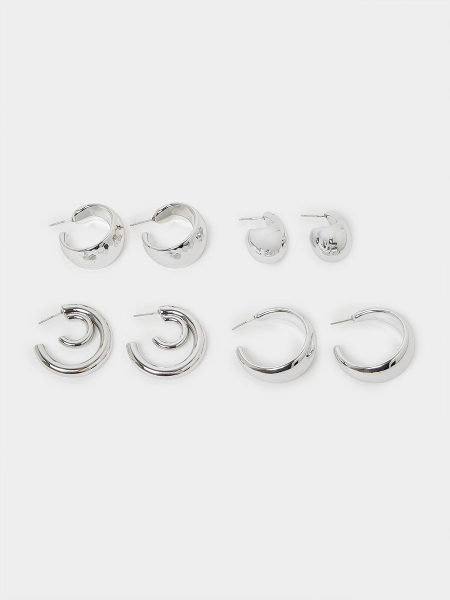 Set of 4 - Half Hoop Earrings
