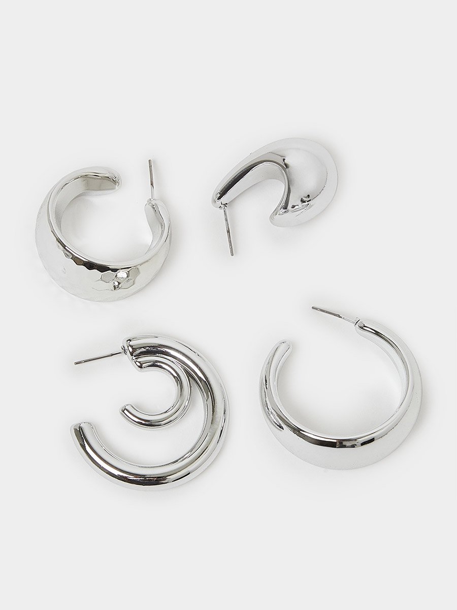 Set of 4 - Half Hoop Earrings