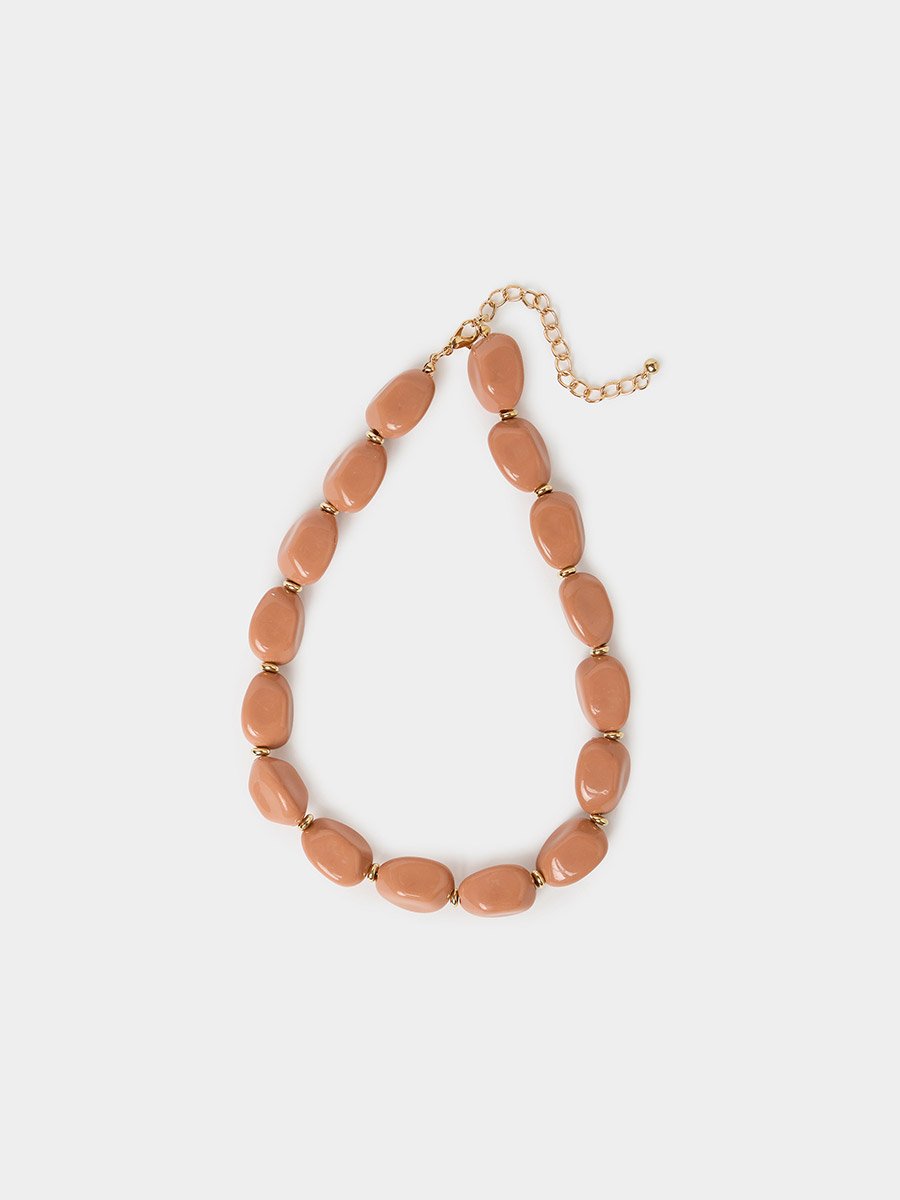 Pink Oval Beaded Necklace