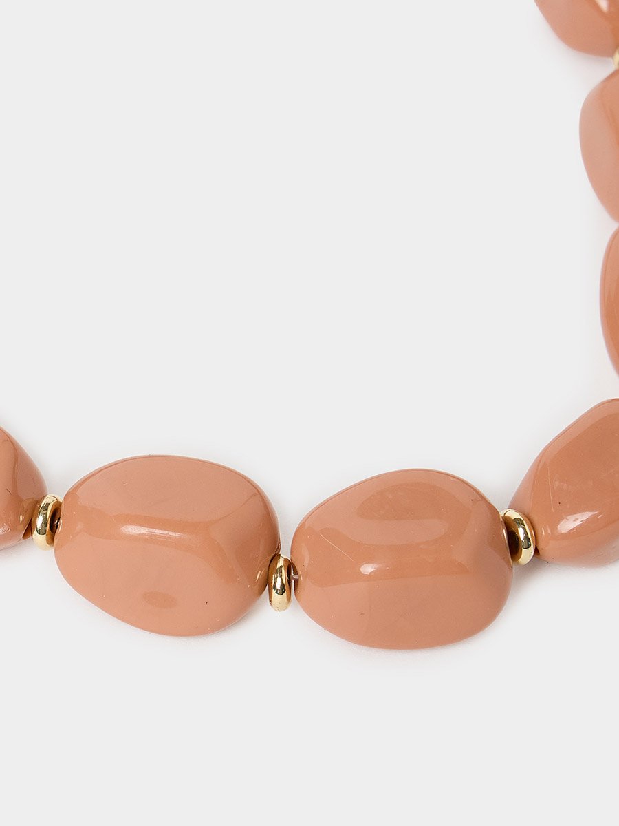 Pink Oval Beaded Necklace