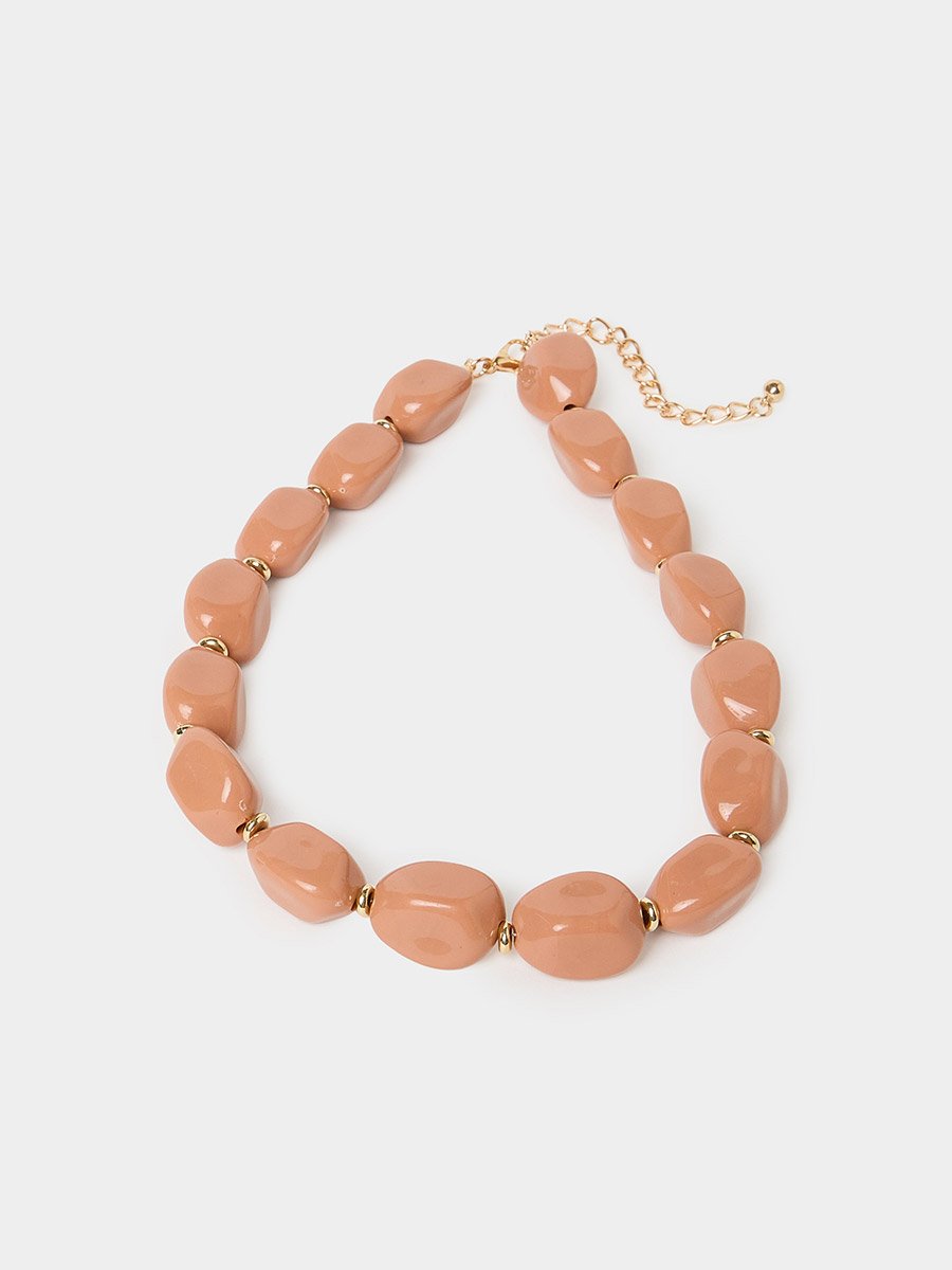 Pink Oval Beaded Necklace