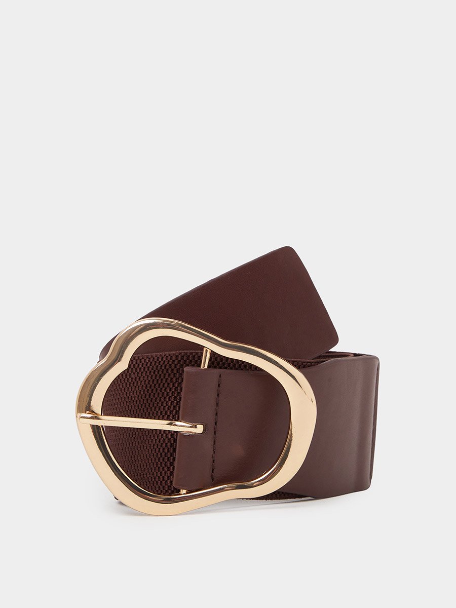 Gold Tone Buckle Elastic Belt