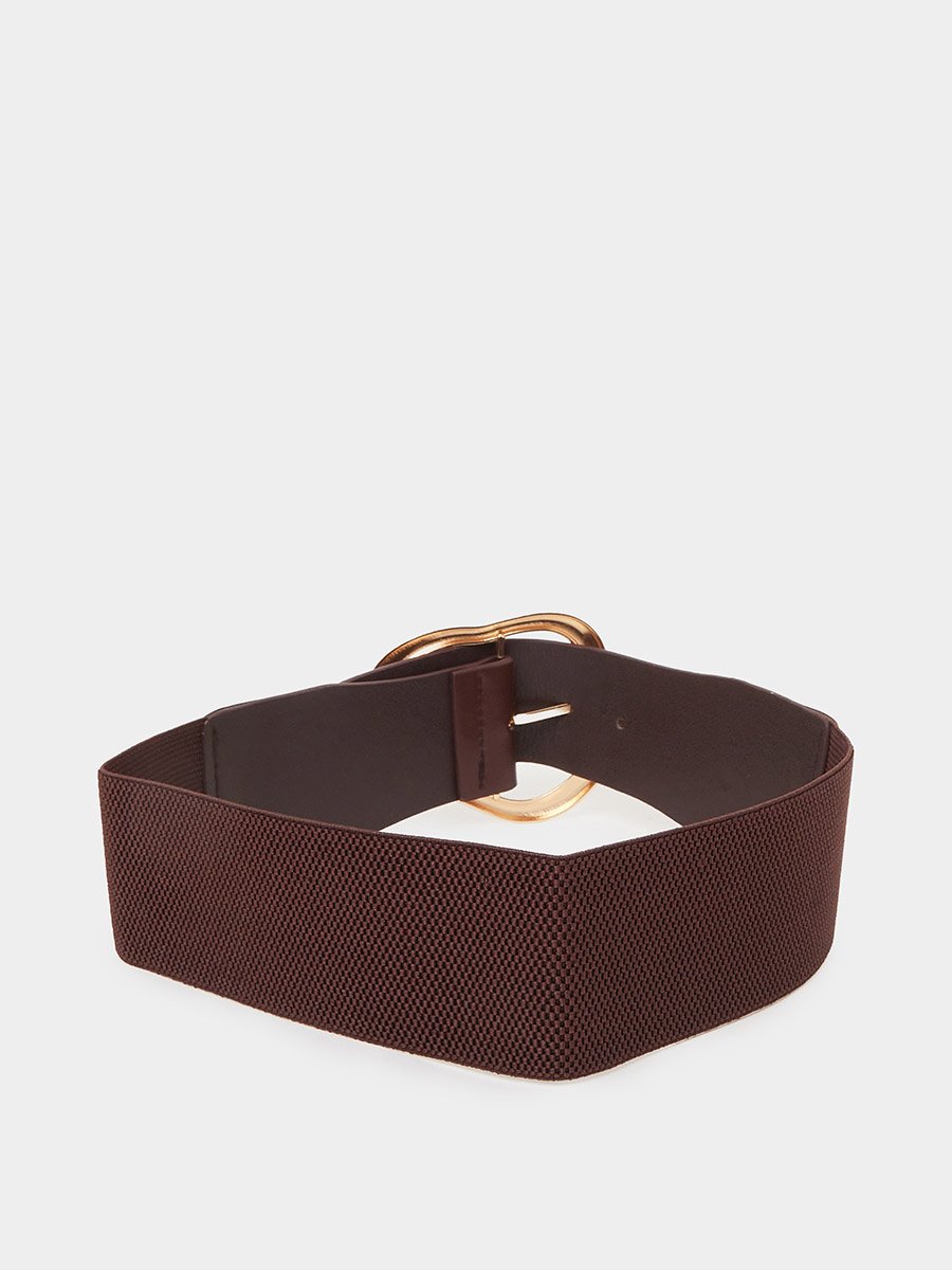 Gold Tone Buckle Elastic Belt