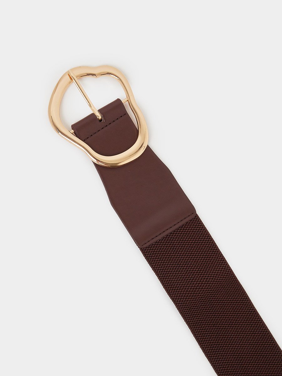 Gold Tone Buckle Elastic Belt