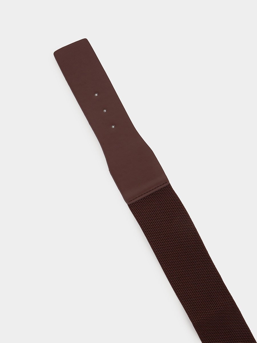 Gold Tone Buckle Elastic Belt