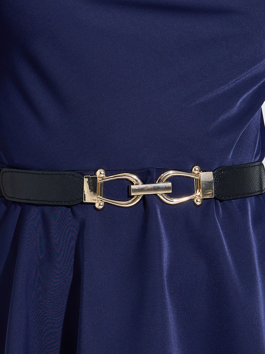 Black Stretch Belt with Hook Buckle