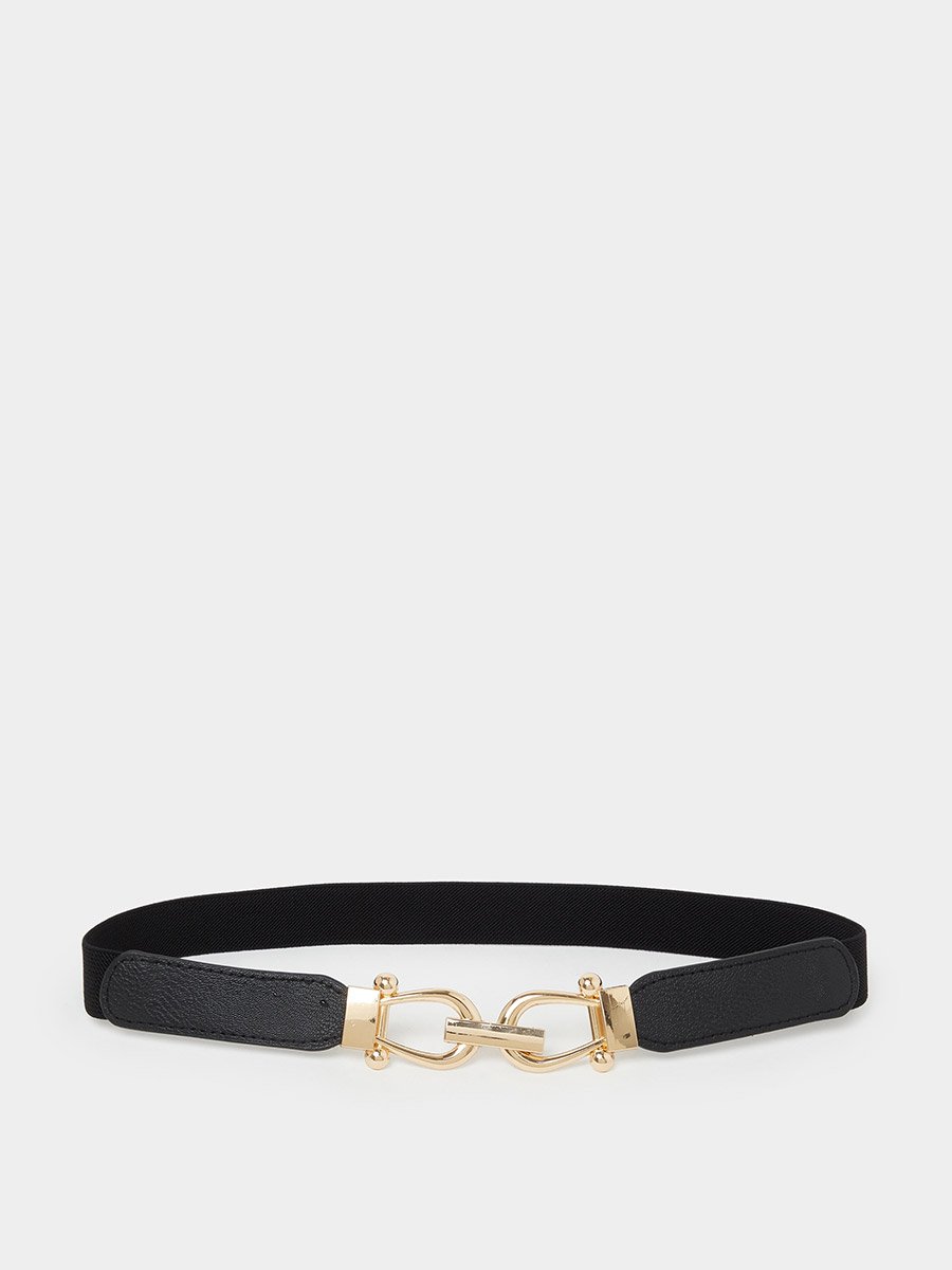 Black Stretch Belt with Hook Buckle