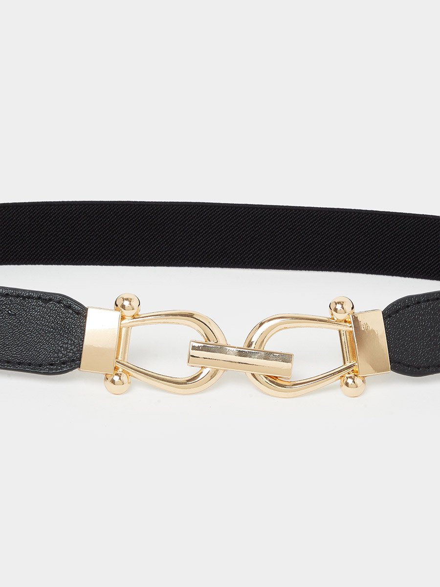 Black Stretch Belt with Hook Buckle