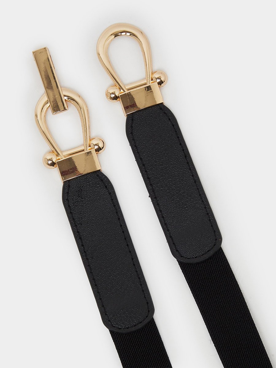 Black Stretch Belt with Hook Buckle
