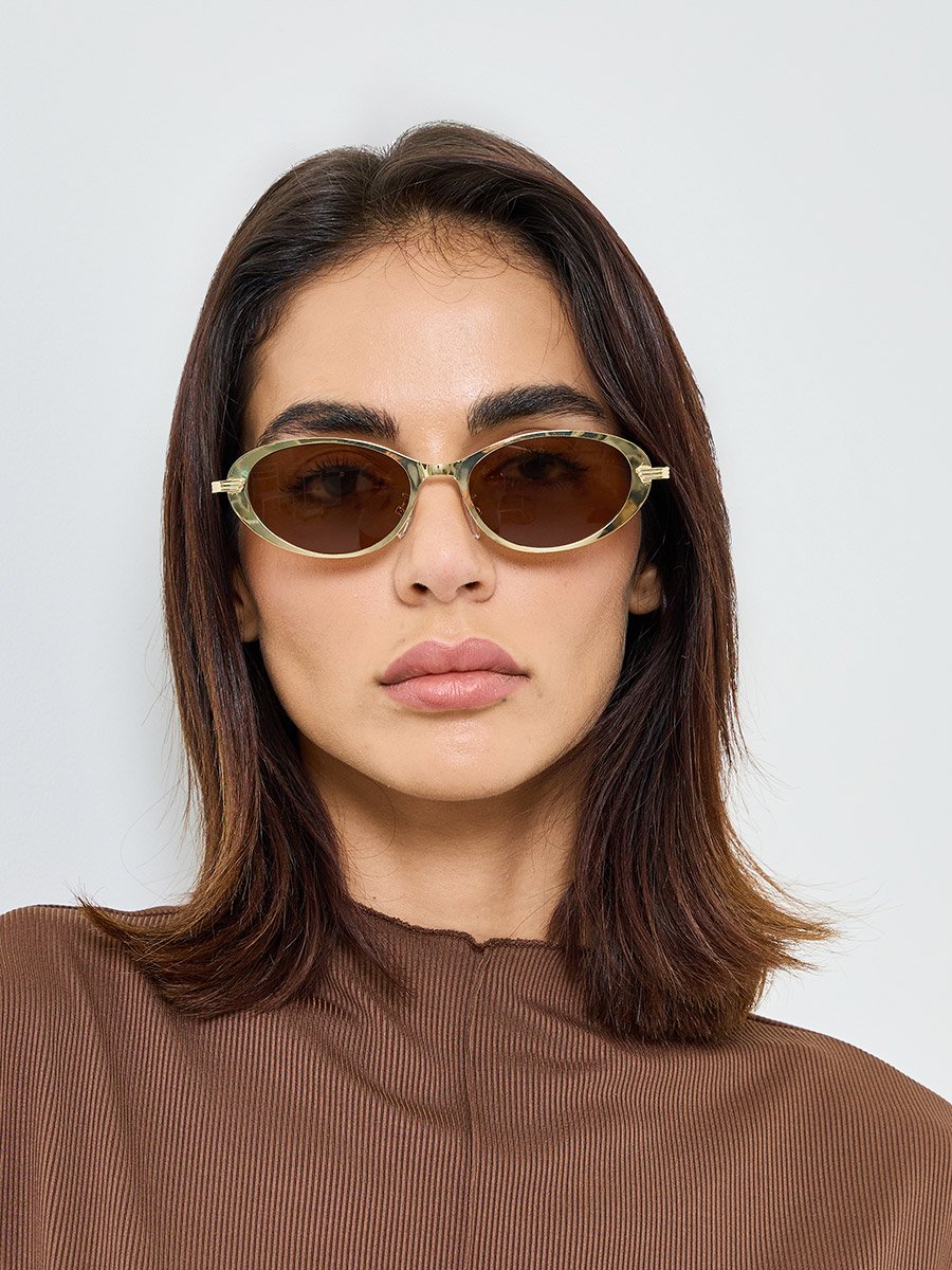 Brown Oval Sunglasses