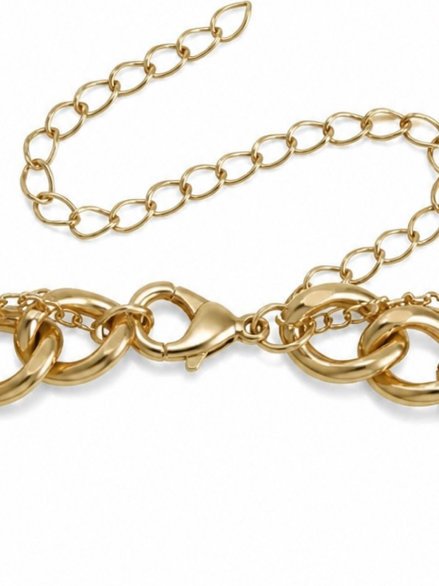 Layered Gold Chain Necklace with Mother of Pearl Pendant