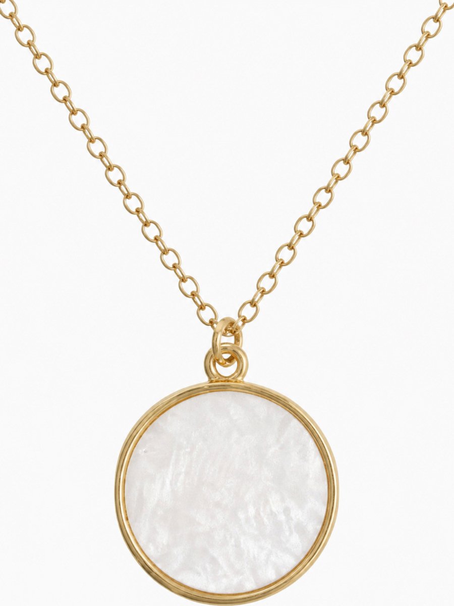 Layered Gold Chain Necklace with Mother of Pearl Pendant
